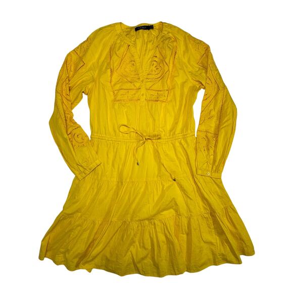 Lauren Ralph Lauren Dresses & Skirts - Lauren Ralph Lauren Yellow Embroidered Cotton Dress Women's 12 Boho Summer Euro